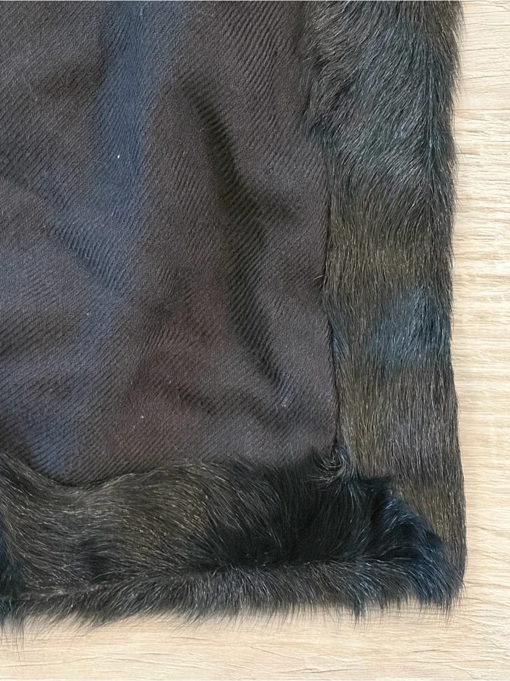 Agnona Rare Unique Black Goat Hair Fur Stole Cashmere & Silk Made in Italy